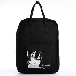 Рюкзак школьный текстильный Anime, 38×27×13 см, чёрный