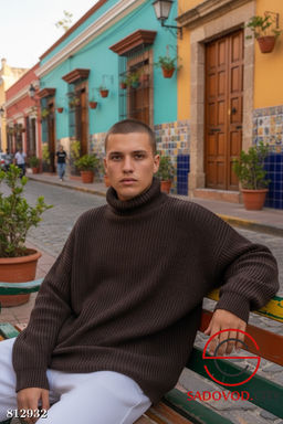 Свитер вязаный мужской с высоким горлом