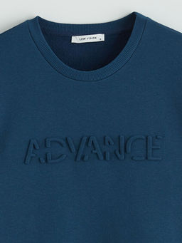 Bisiklet Yaka Bask?l? Erkek Sweatshirt