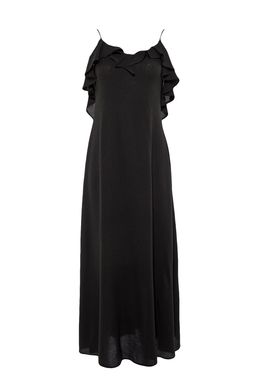 TRENDYOLMILLA Siyah Maxi Dokuma Volanl? Plaj Elbisesi TBESS19WY0004 фото 13