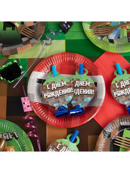 Цена за 2 шт. Карнавальные язычки гудки "Пиксели "11 см, 6 шт. в упак.