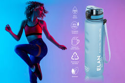 Бутылка для воды 1000 мл 7,8*7,8*28,5 см "Style Matte" с углублениями д/пальцев голубая пастель