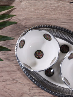 Менажница Винтаж (набор 2 шт) 10х10х5,5 см, на подносе, алюминий - Simaland фото 3