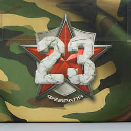 Цена за 5 шт. Коробка для капкейка, кондитерская упаковка, 4 ячейки, «23 февраля», 16×16×10 см