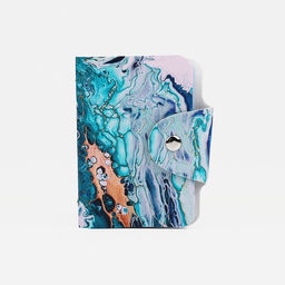 Визитница на кнопке, 24 карты, с принтом, изумрудная