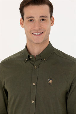 Мужская базовая рубашка цвета хаки с длинным рукавом Неожиданная скидка в корзине - U.s. polo assn фото 2