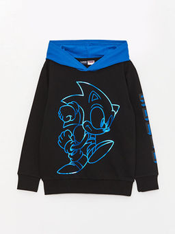 Sonic Bask?l? Uzun Kollu Erkek ?ocuk Hoodie