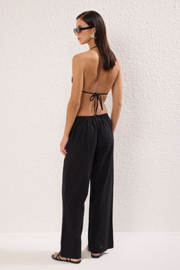 Siyah Dokuma Cep Detayl? Plaj Normal Bel Pantolon TBESS25PL00005