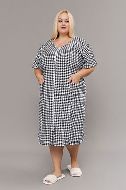 Халат домашний на молнии больших размеров Х-01 гусиная лапка