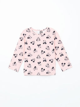 Bisiklet Yaka Minnie Mouse Bask?l? K?z Bebek Pijama ?st