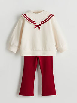 Kurdele Detayl? K?z ?ocuk Sweatshirt ve Tayt 2li