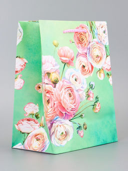 Цена за 2 шт. Пакет подарочный ламинированный вертикальный Симфония цветов, 18?22.3?10 см