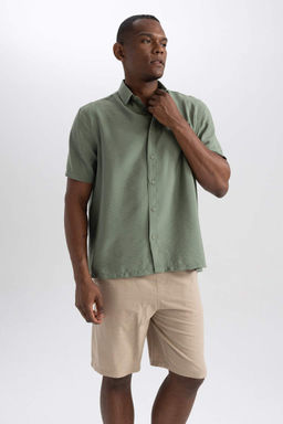 Рубашка из поплина с коротким рукавом стандартного кроя - Defacto фото 4