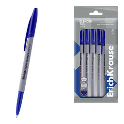 Цена за 24 шт. Набор из 8 ручек шариковых ErichKrause Slender Stick Grey 0.7, Super Glide Technology, цвет чернил синий (в пакете)