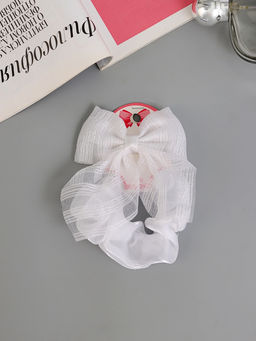 Цена за 6 шт. Набор для волос «Школьница», резинка 10 см, зажим 9 см, полоски объём, белый