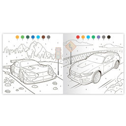 Раскраска по номерам с наклейками Крутые гонки, 16 стр.