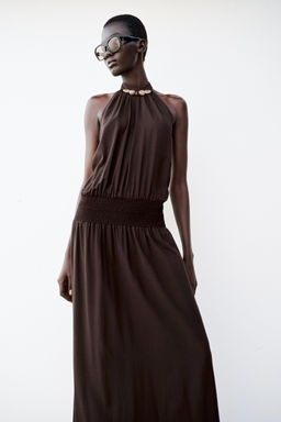 VESTIDO HALTER ABALORIOS / Marr?n - Zara фото 3