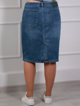 Юбка из денима больших размеров базовая - Almond фото 4