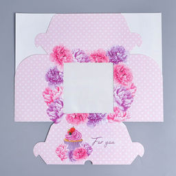 Цена за 5 шт. Коробка для капкейков, кондитерская упаковка с окном, 4 ячейки «Пионы», 16 х 16 х 10 см