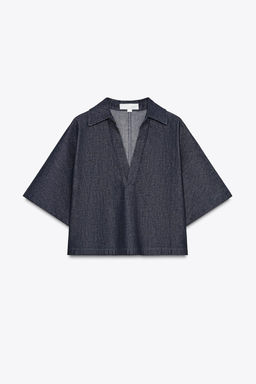TRF DENIM SHIRT WITH POLO COLLAR - Zara фото 6