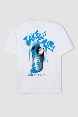 Футболка с короткими рукавами и круглым вырезом для мальчиков с принтом - Defacto фото 8