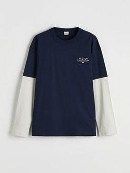 Bisiklet Yaka Bask?l? Renk Bloklu Erkek ?ocuk Ti??rt