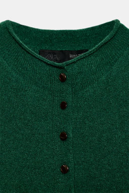 CHAQUETA 100% CASHMERE CUELLO PERKINS / Verde - Zara фото 7