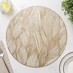 Цена за 12 шт. Салфетка сервировочная на стол Волны, d=38 см, цвет золотой - Simaland фото 3