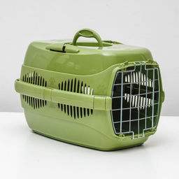 Переноска для животных до 9 кг Пижон, металлическая дверь, 43 х 29 х 27,5 см, оливковая