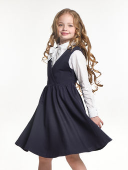 Сарафан Платье для девочки школьная форма синяя 22-7309 синий - Mini maxi фото 4
