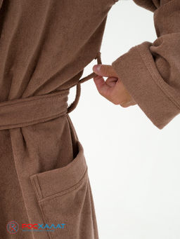 Мужской махровый халат с капюшоном коричневый МЗ-05 (118)