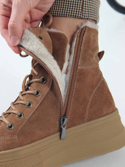 Ботинки 219.warmbr. Светло коричневый/Байка