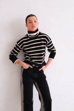 Martichelli Свитер чёрный в бежевую полоску  фото 8