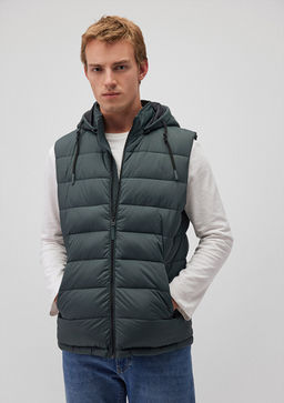 Kapusonlu Yesil Sisme Yelek - Mavi фото 2