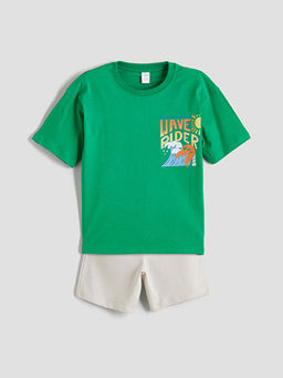 Bask?l? Erkek ?ocuk Ti??rt ve ?ort 2li