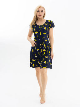 Халат женский, цвет темно-синий желтый