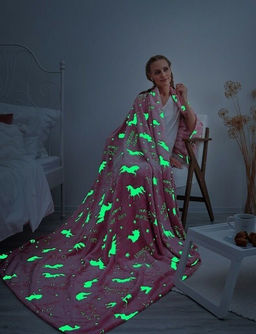 Покрывало-плед Единороги- светится в темноте!!! фланель-микрофибра 150*200 см.