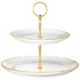 БЛЮДО ДВУХЪЯРУСНОЕ LEFARD CHARM 19*2,5 СМ/26*2,5 СМ (С ЗОЛОТОЙ ЛИНИЕЙ)