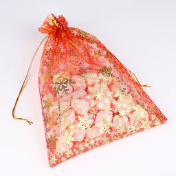 Цена за 20 шт. Мешочек подарочный органза Новогодние желания, 20 х 30 см +/- 1.5 см