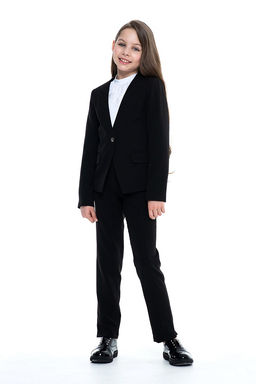 Чёрный школьный жакет для девочки Инфанта, модель 0711  фото 2