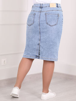 Юбка классическая джинсовая женская - Almond фото 4