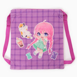 Сумка детская «Аниме», 35×30 см, фиолетовая