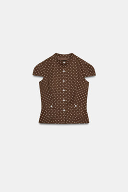 TOP POPEL?N LUNARES / marron/blanco - Zara фото 5