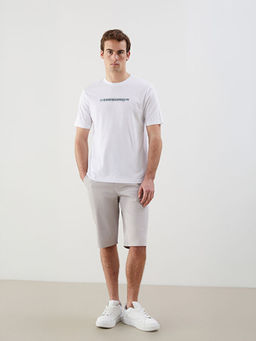 Bisiklet Yaka Bask?l? Penye Erkek Ti??rt