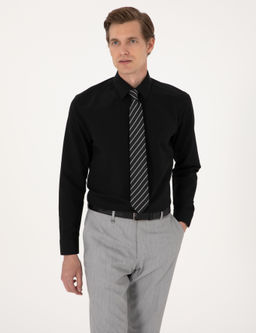 Siyah Slim Fit Uzun Kollu Basic G_mlek