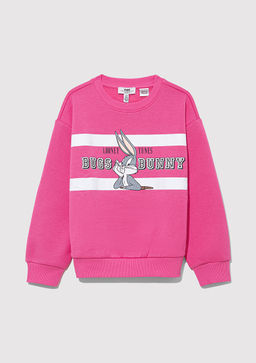 Bugs Bunny Bask?l? Pembe Sweatshirt - Mavi фото 2