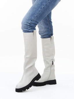 02-E39B-53R MILK Сапоги демисезонные женские (натуральная кожа)