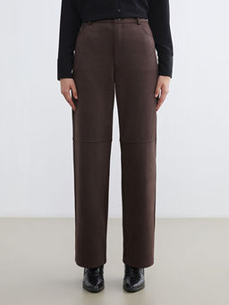 Standart Fit Kad?n S?et G?r?n?ml? Pantolon