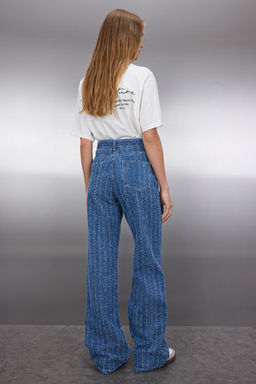 Beyaz Dokulu Yuksek Bel Wide Leg Jeans TWOSS25JE00043 - Trendyolmilla фото 13