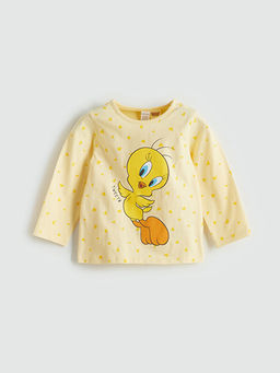 Bisiklet Yaka Tweety Bask?l? K?z Bebek Pijama Tak?m?